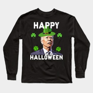 Happy Halloween Funny Joe Biden St Patrick's Day Vintage Long Sleeve T-Shirt